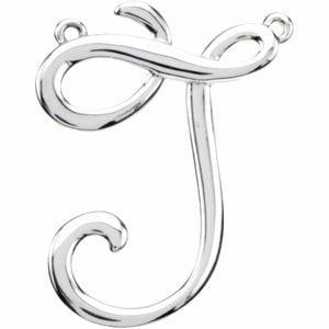14K White Script Initial D Necklace Center
