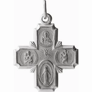 14K Yellow 12x12 mm Four-Way Cross Medal