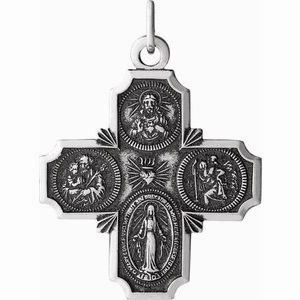 14K Yellow 12x12 mm Four-Way Cross Medal