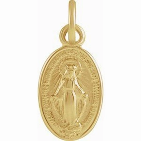 14K Yellow 12x8 mm Oval Miraculous Medal