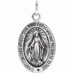 14K Yellow 12x8 mm Oval Miraculous Medal