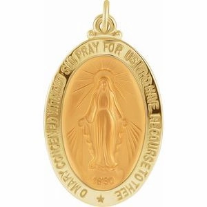14K Yellow 12x8 mm Oval Miraculous Medal