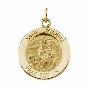 14K Yellow 18 mm St. Michael Medal