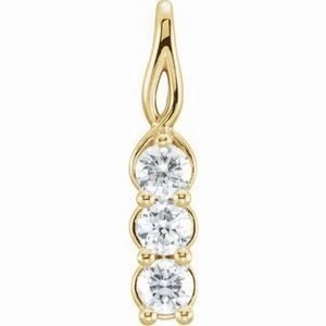 14K Yellow 1/3 CTW Natural Diamond Three-Stone Pendant