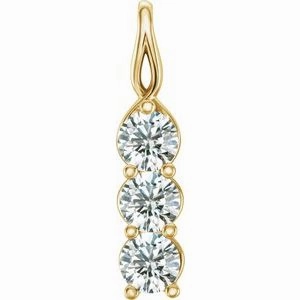 14K Yellow 1/3 CTW Natural Diamond Three-Stone Pendant