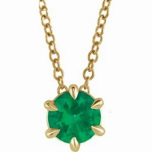 14K Yellow 1/4 CT Natural Diamond Solitaire 16-18" Necklace