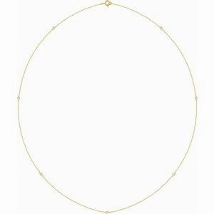 14K Yellow 1/4 CTW Natural Diamond 7-Station 24" Necklace