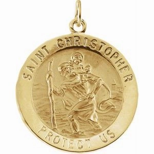 14K Yellow 25 mm St. Christopher Medal