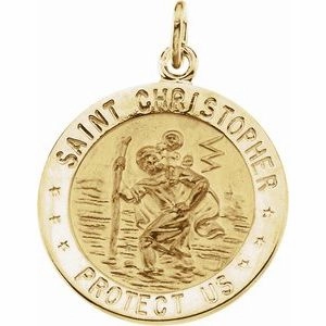 14K Yellow 25 mm St. Christopher Medal