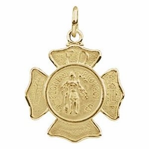 14K Yellow 25 mm St. Florian Medal Pendant