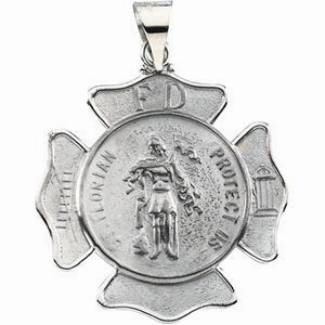 14K Yellow 25 mm St. Florian Medal Pendant