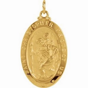 14K Yellow 25x18 mm Oval St. Christopher Medal