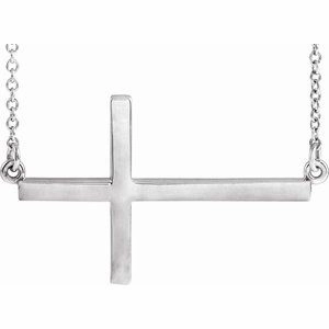 14K Yellow 28x16.2 mm Sideways Cross 16-18" Necklace