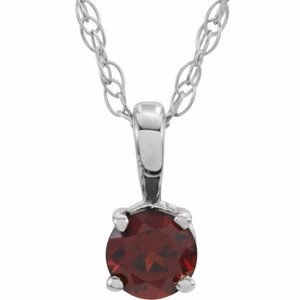 14K Yellow 3 mm Imitation Mozambique Garnet Youth Solitaire 14" Necklace