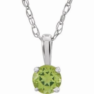14K Yellow 3 mm Imitation Mozambique Garnet Youth Solitaire 14" Necklace