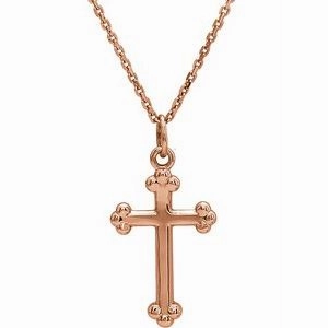 14K Yellow Cross 18" Necklace