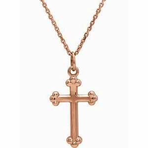 14K Yellow Cross 18" Necklace