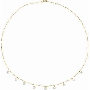 14K Yellow Cultured White Freshwater Pearl 18" Necklace