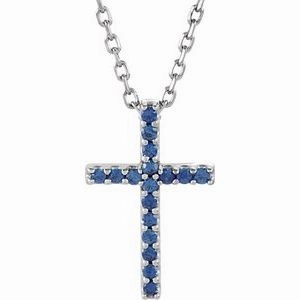 14K Yellow Natural Amethyst Petite Cross 16" Necklace