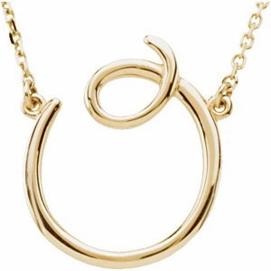 14K Yellow Script Initial A 16" Necklace