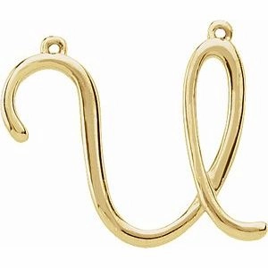 14K Yellow Script Initial D Necklace Center