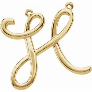 14K Yellow Script Initial D Necklace Center