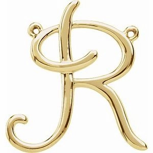 14K Yellow Script Initial D Necklace Center