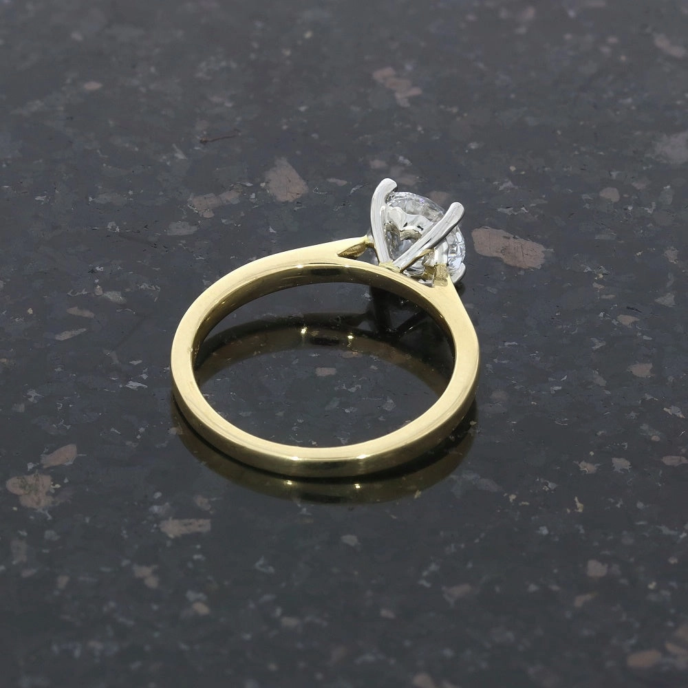 18ct Gold and Platinum 1.23ct Brilliant Cut Lab Grown Diamond Solitaire Ring D VS2