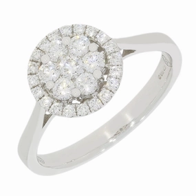 18ct White Gold 0.50ct Halo Cluster Diamond Ring
