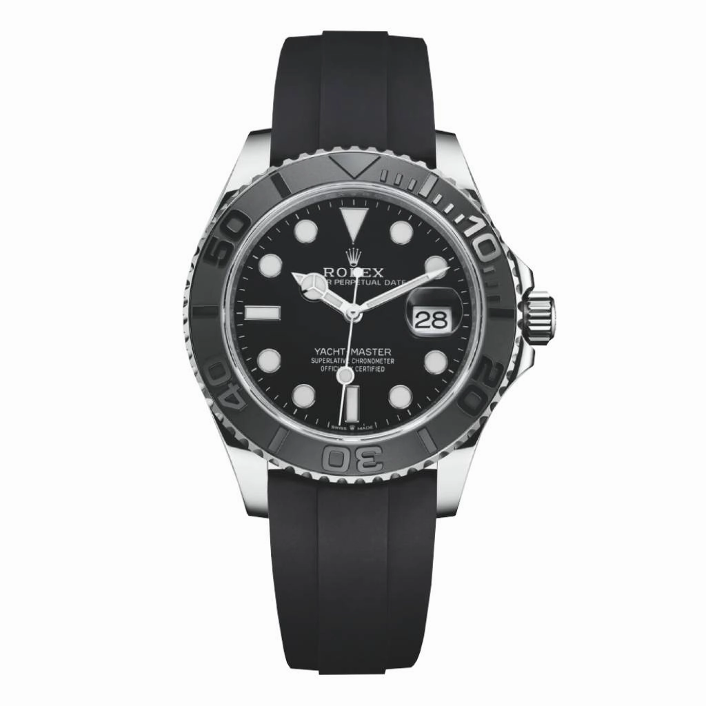 2021 complete Set UNWORN Rolex Yachtmaster 42mm - Ref: 226659-0002 - Black Dial & 18K White Gold Case, Black Oysterflex Bracelet Men's Watch