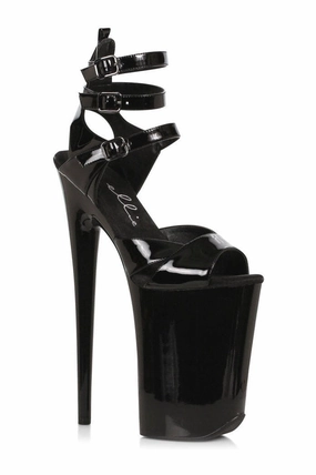 909-ATHENA Sandal | Black Faux Leather