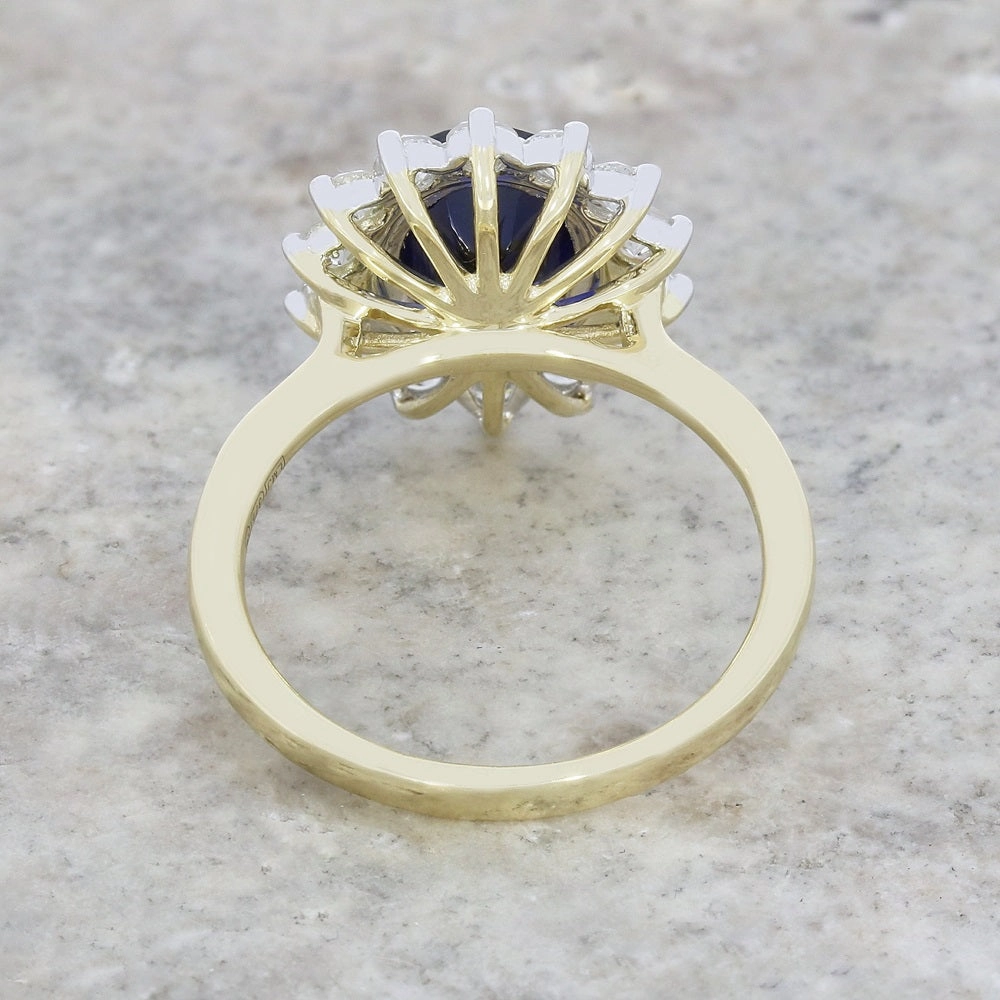 9ct Gold Lab Grown Sapphire and Diamond Cluster Ring
