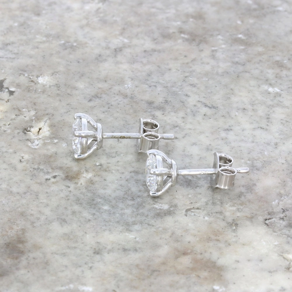 9ct White Gold 1.21cts Lab Created Brilliant Cut Diamond Solitaire Stud Earrings
