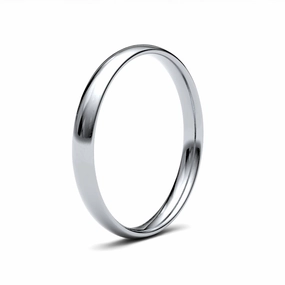 9ct White Gold Traditional Court 2.5mm Light Weight Polished Ladies Wedding Ring