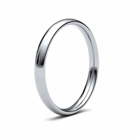 9ct White Gold Traditional Court 2.5mm Medium Weight Polished Ladies Wedding Ring