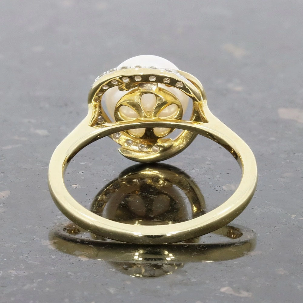 9ct Yellow Gold Freshwater Pearl and Diamond Ring