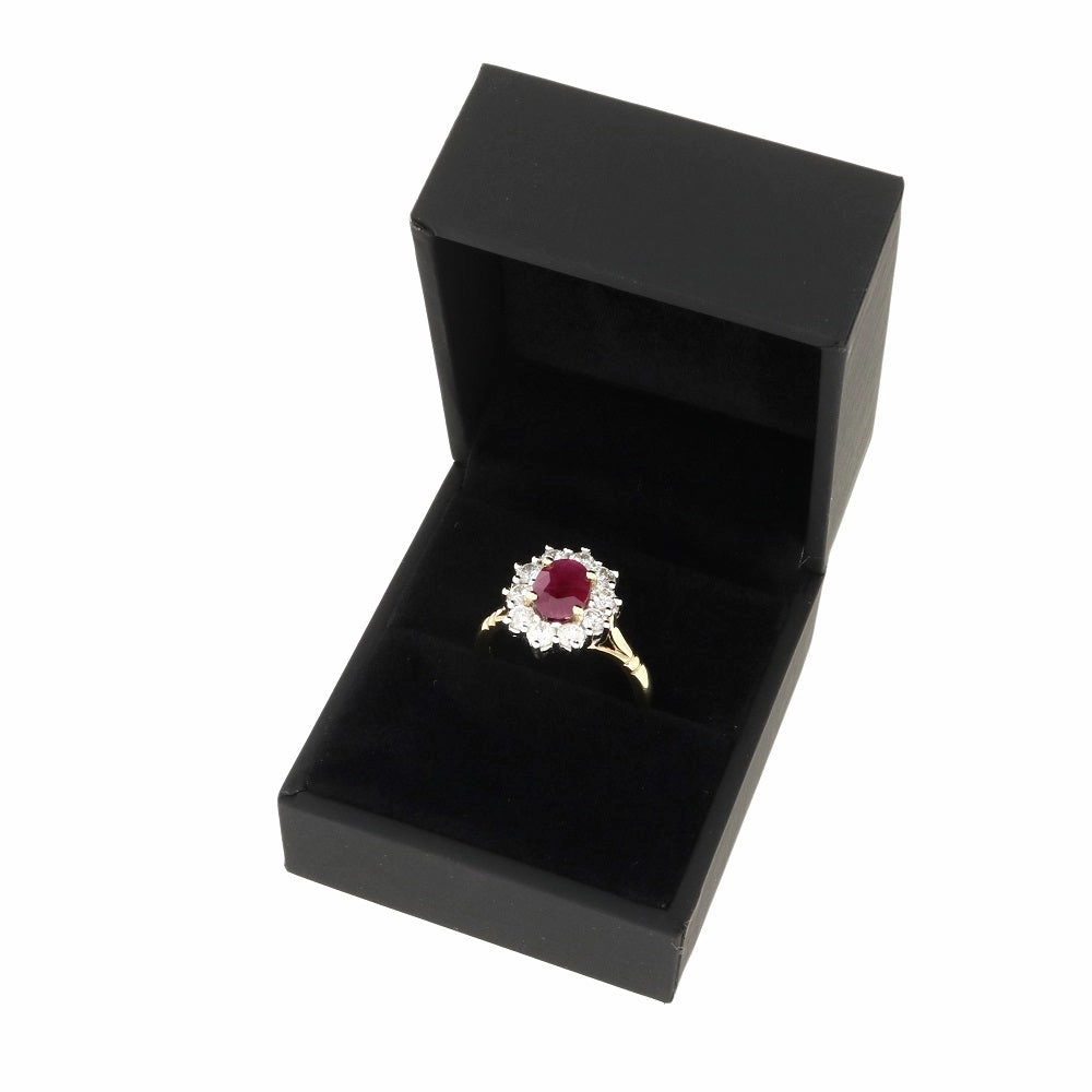 9ct Yellow Gold Ruby and 1.00ct Diamond Cluster Ring