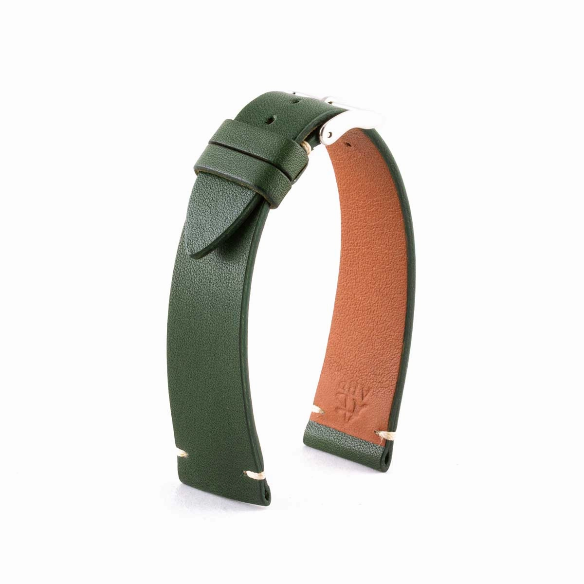 a??"Retro" watch band - Premium quality barenia type calf leather strap (black, brown, kaki, red, green)