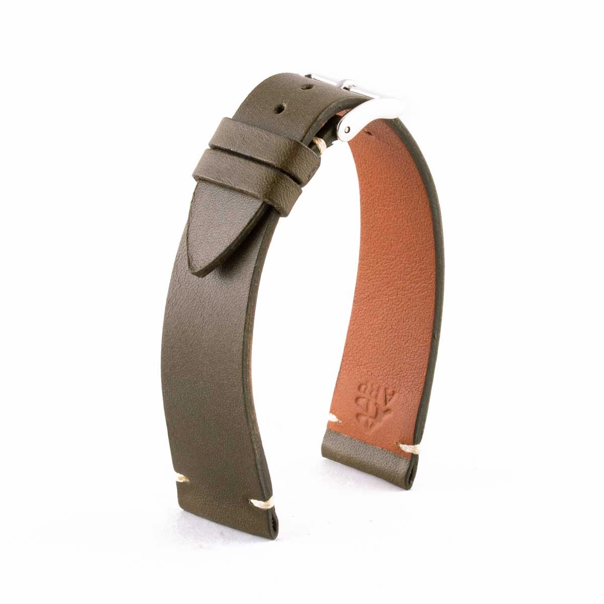 a??"Retro" watch band - Premium quality barenia type calf leather strap (black, brown, kaki, red, green)