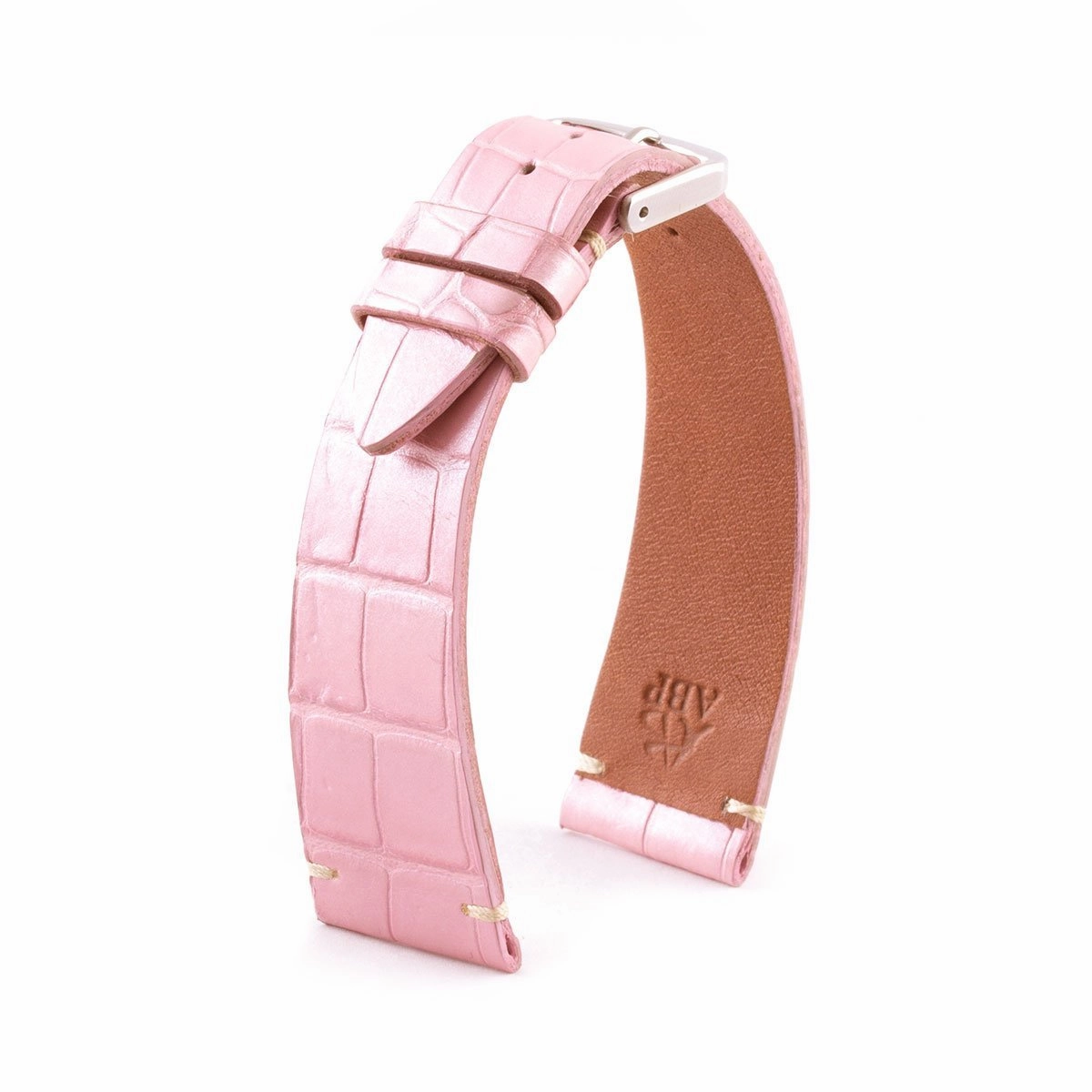 a??"Retro" watchband - Matt alligator leather strap (black, brown, grey, blue, white, burgundy, beige...)