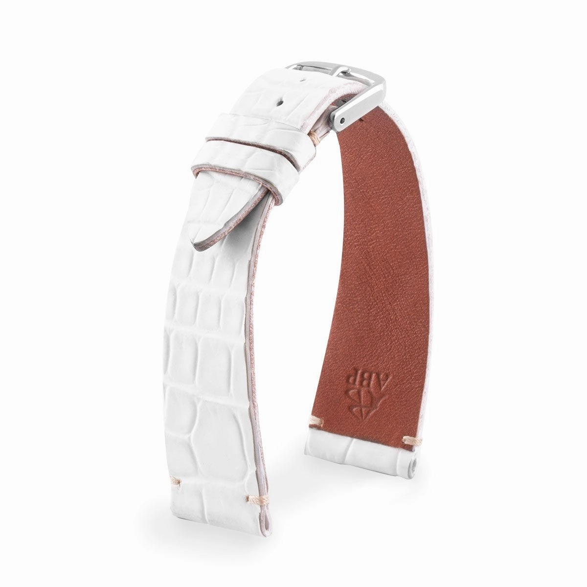 a??"Retro" watchband - Matt alligator leather strap (black, brown, grey, blue, white, burgundy, beige...)