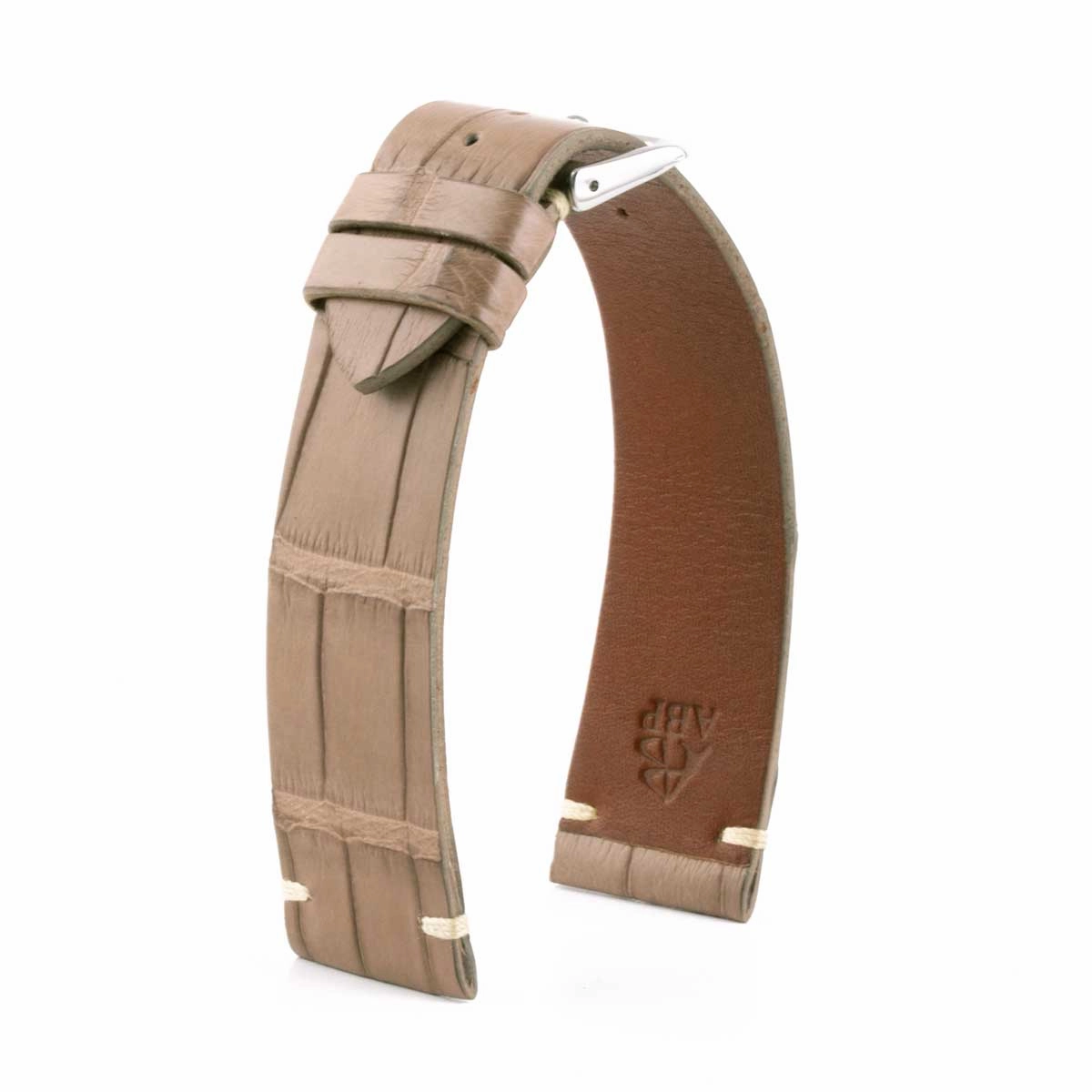 a??"Retro" watchband - Matt alligator leather strap (black, brown, grey, blue, white, burgundy, beige...)