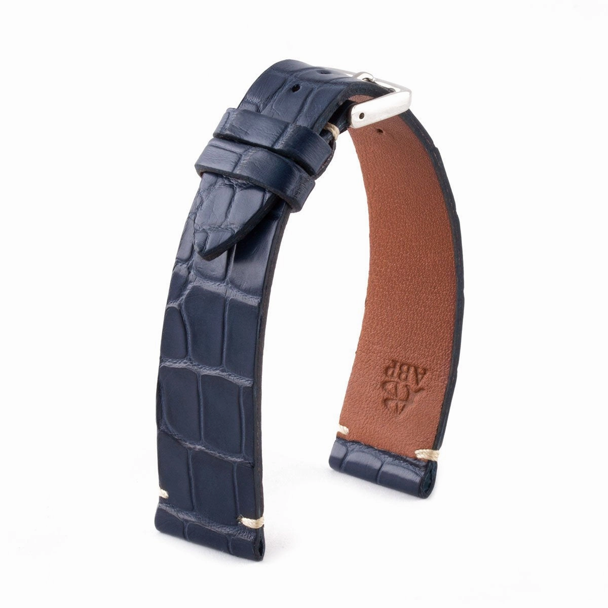 a??"Retro" watchband - Matt alligator leather strap (black, brown, grey, blue, white, burgundy, beige...)