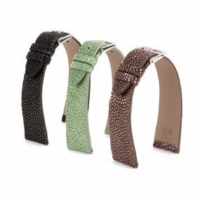 a??"Retro" watchband - Premium stingray leather strap (black, brown, green)