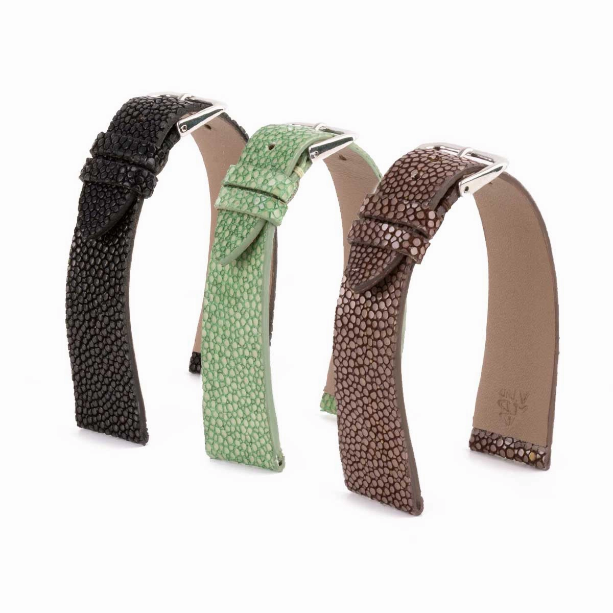 a??"Retro" watchband - Premium stingray leather strap (black, brown, green)