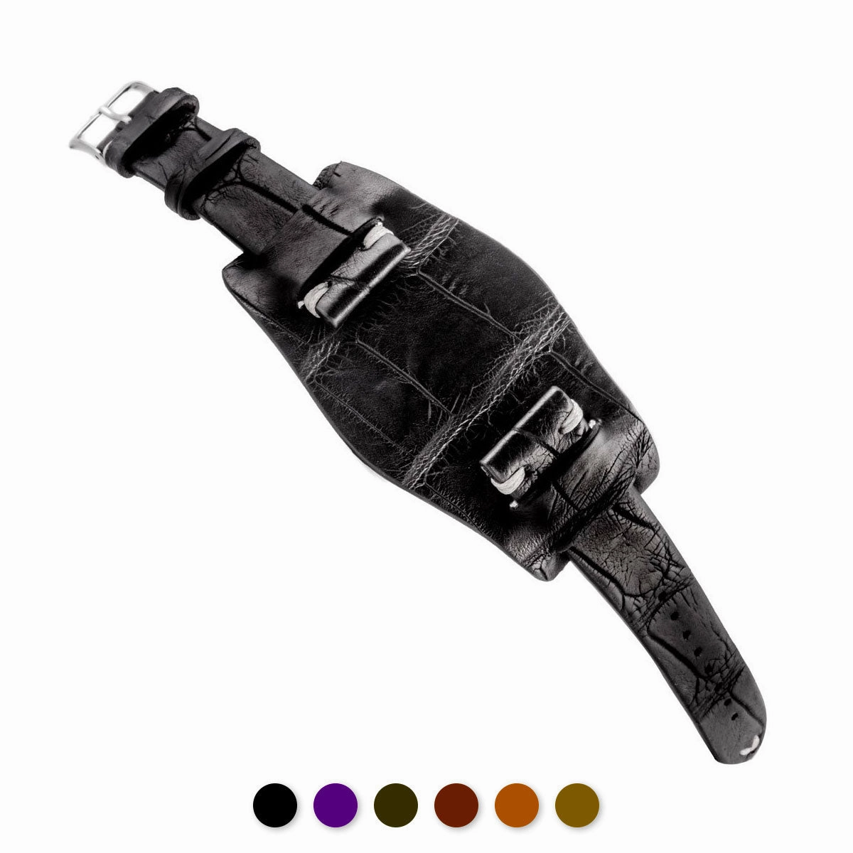 a??Bund vintage strap - Leather watch strap - Alligator (black, brown, green, kaki, purple)