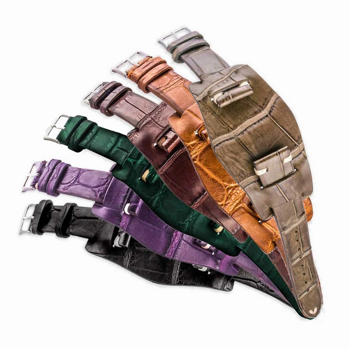 a??Bund vintage strap - Leather watch strap - Alligator (black, brown, green, kaki, purple)
