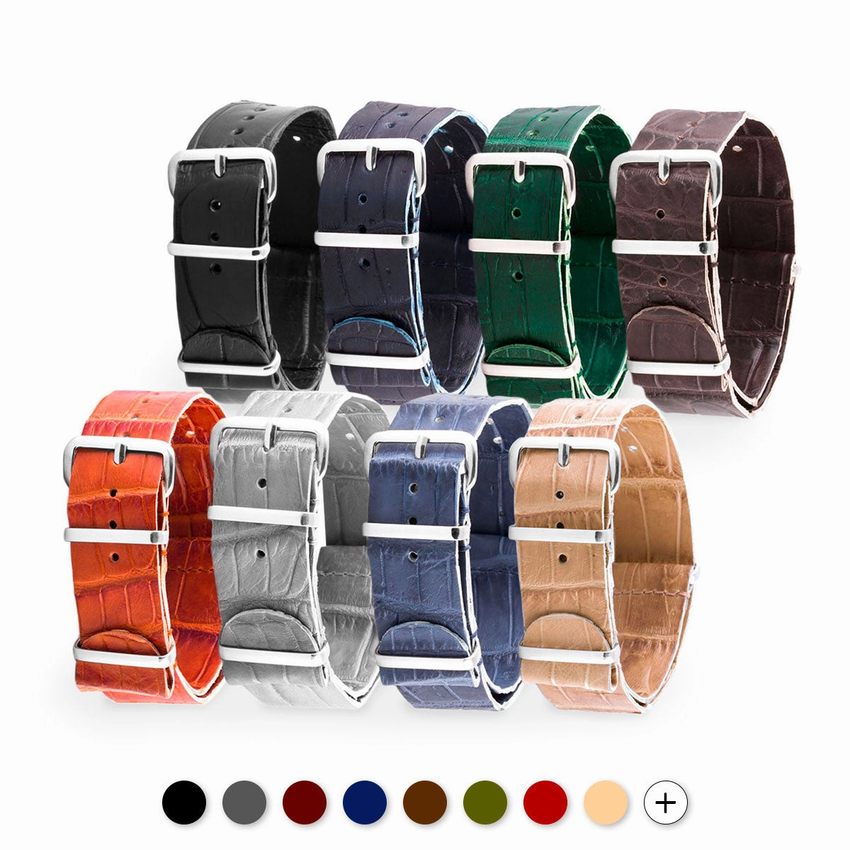 a??Leather 100% Wild nato strap - Wild alligator (black, brown, blue, grey...)