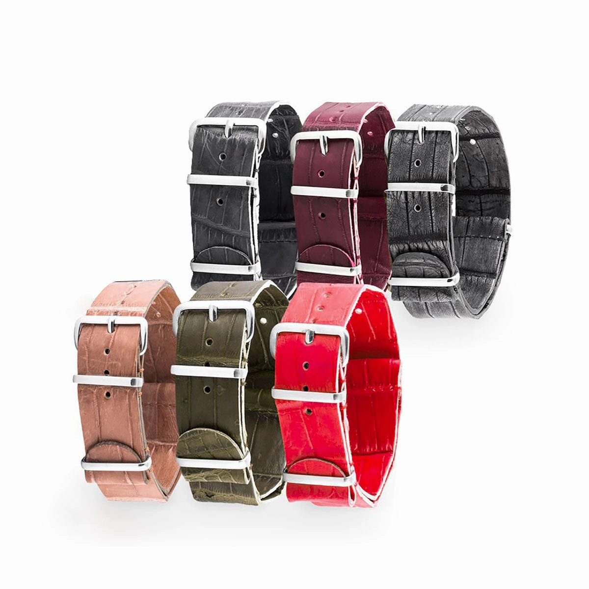 a??Leather 100% Wild nato strap - Wild alligator (black, brown, blue, grey...)