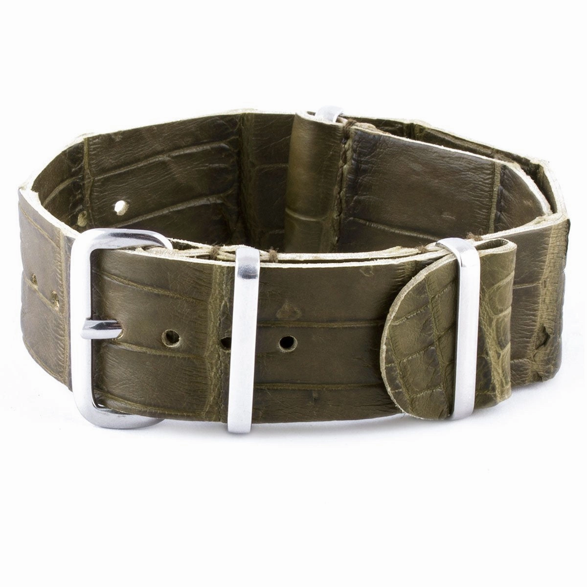 a??Leather 100% Wild nato strap - Wild alligator (black, brown, blue, grey...)